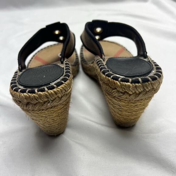 Burberry Nova Check Canvas Thong Wedge Espadrilles Size 37 US Women's 6-6.5 - Picture 5 of 10